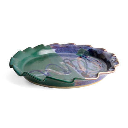 Larrabee Ceramics Large Round Platter with Fluted Rim