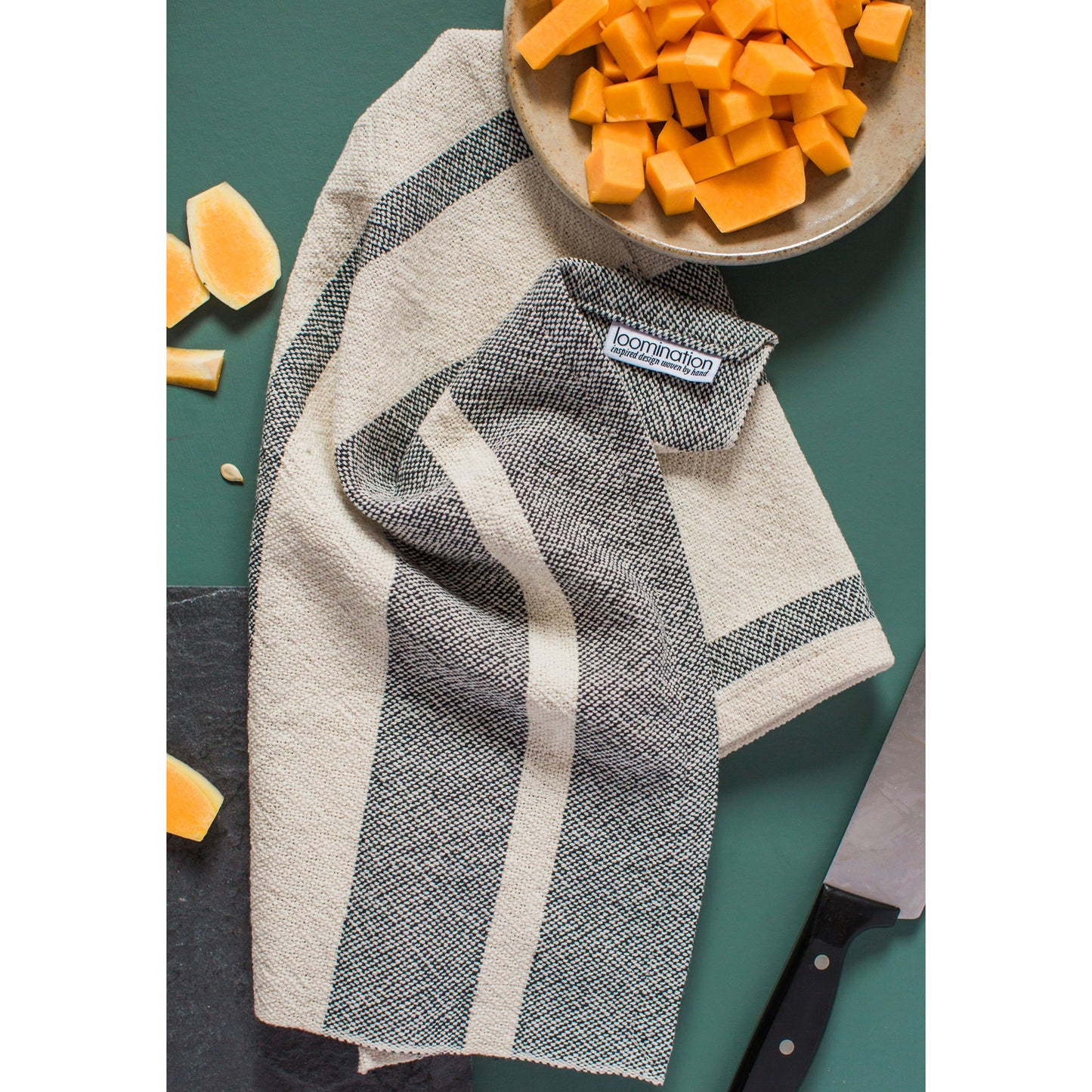Loomination Handwoven 100% Cotton Tea Towel, Modern Stripe