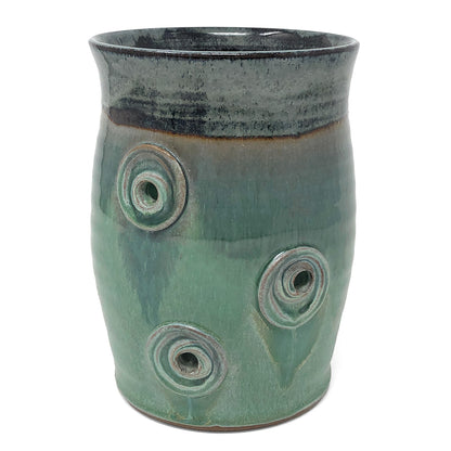 MJ Wilkinson Pottery Handmade Yarn Crock, Green/Blue