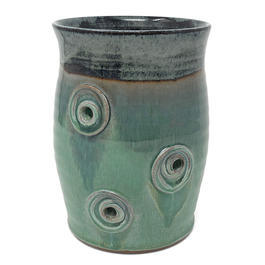 MJ Wilkinson Pottery Handmade Yarn Crock, Green/Blue