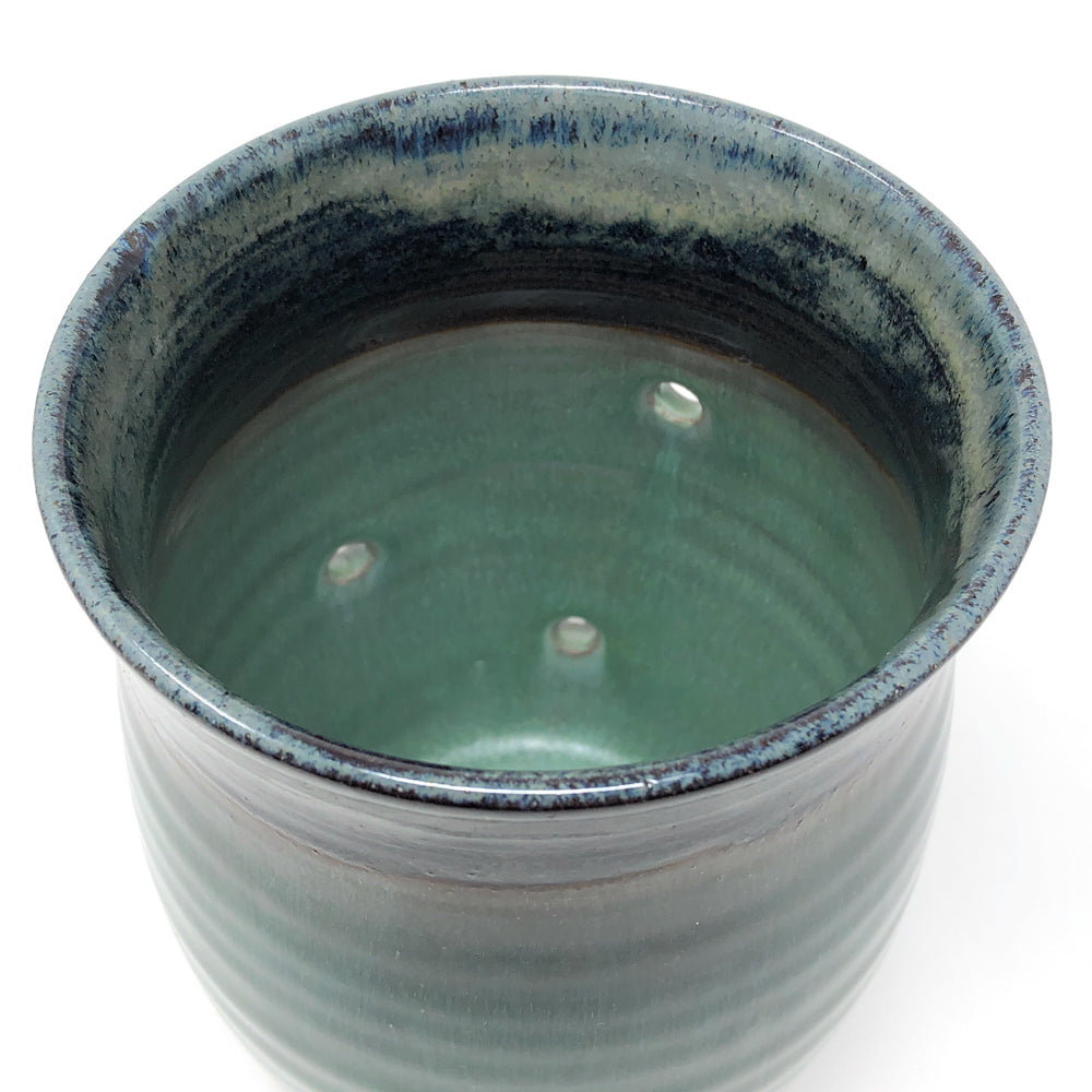 MJ Wilkinson Pottery Handmade Yarn Crock, Green/Blue