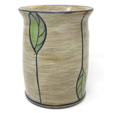 MJ Wilkinson Pottery Hand-Painted Yarn Crock, Leaf Pattern