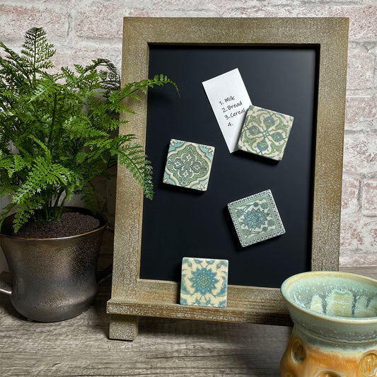 Blue Moroccan Tumbled Marble Magnets, Set of 4