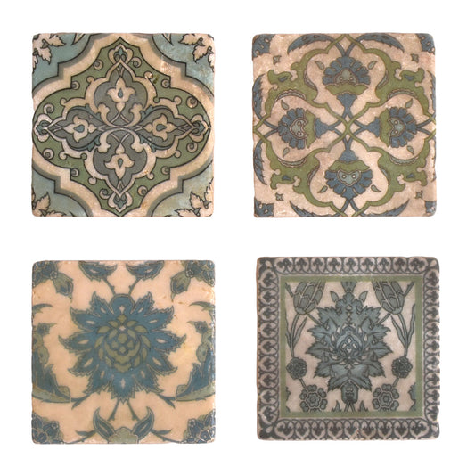Blue Moroccan Tumbled Marble Magnets, Set of 4