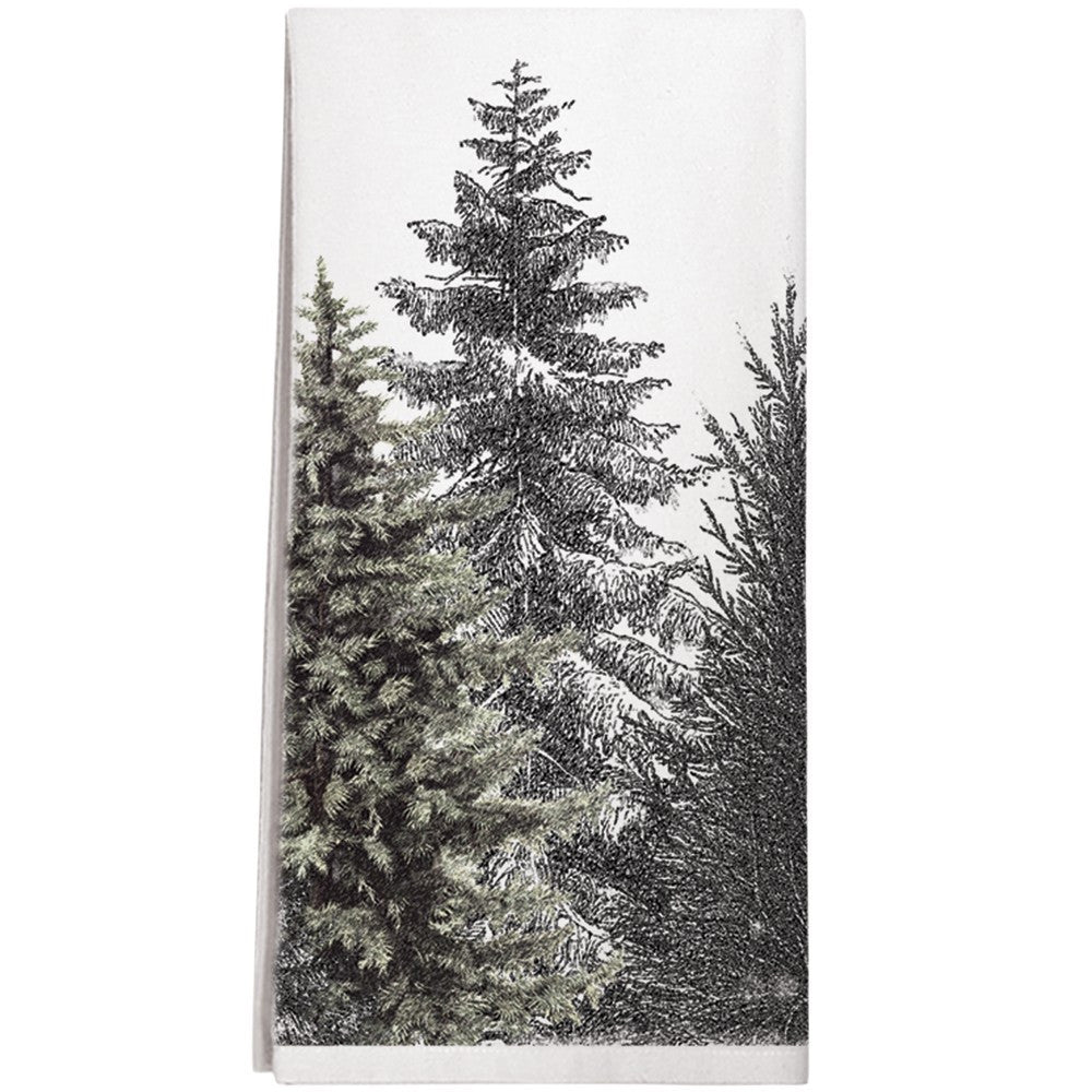 Montgomery Street Evergreens Cotton Flour Sack Dish Towel   The