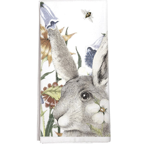 Montgomery Street Rabbit and Flowers Cotton Flour Sack Dish Towel