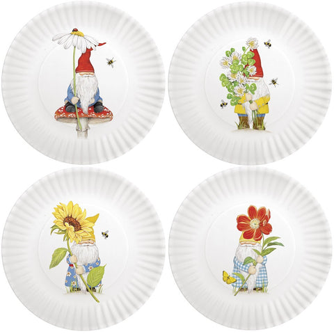 Mary Lake-Thompson Everyday Gnomes 7-1/2" Melamine Snack Dessert Appetizer Plates, Set of 4