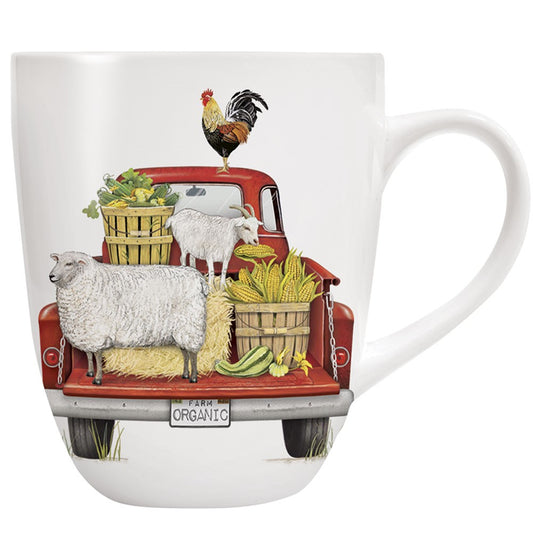 Mary Lake-Thompson Red Truck with Farm Animals 10-ounce Stoneware Mug