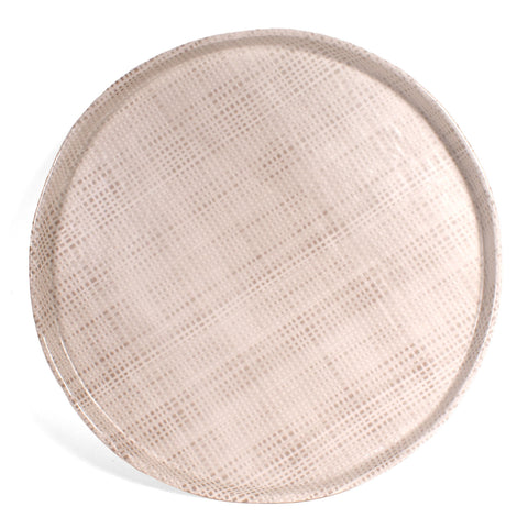 Merritt Designs 10.5-inch Luxe Linen Melamine Dinner Plate/Platter, Beige