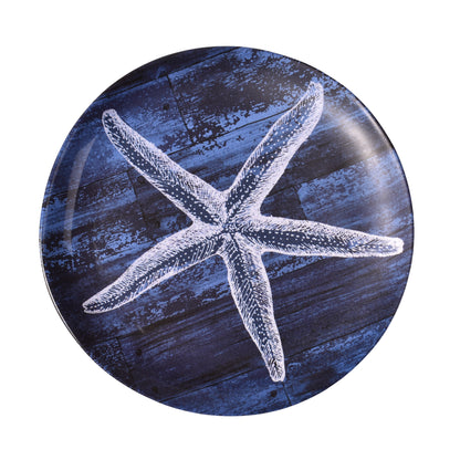 Merritt Silver Shell Starfish 8-inch Melamine Salad Plate, Set of 6