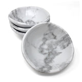 Merritt White Marble Print 5-inch Round Melamine Dipping Bowls, Set of 4