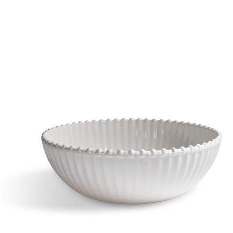 Merritt Beaded Pearl 12-inch Melamine Serving Bowl, Cream