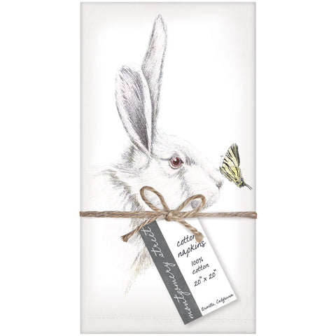 Montgomery Street White Rabbit with Butterfly Cotton Napkins, Set of 4