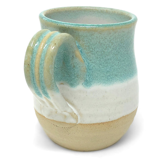 Mosquito Mud Pottery Classic Coffee Mug, Aqua Stripe