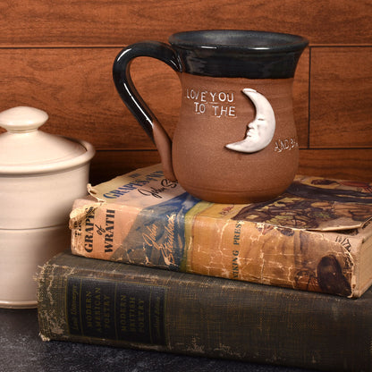 MudWorks Pottery I Love You to the Moon and Back Mug, Rasberry/Natural