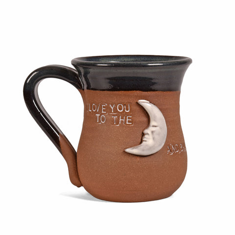 MudWorks Pottery I Love You to the Moon and Back Mug, Rasberry/Natural