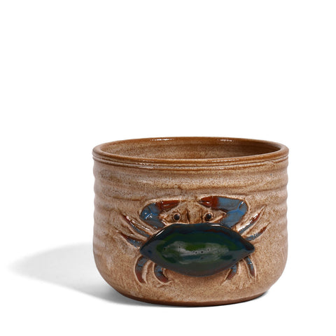 MudWorks Pottery Maryland Blue Crab 4-1/2-inch Dip Bowl, Sandstone
