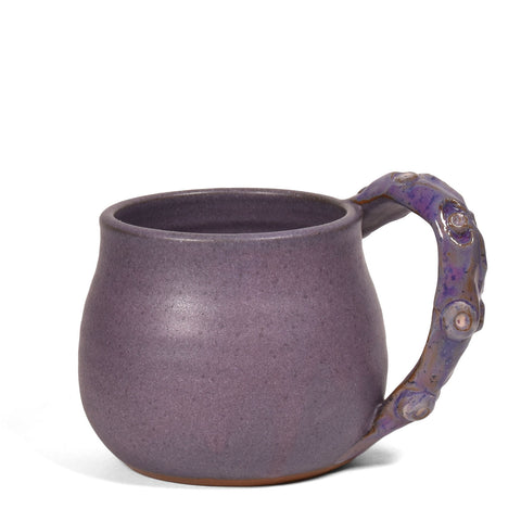 MudWorks Pottery Octopus Tentacle Mug, Eggplant Glaze, Handmade in the USA