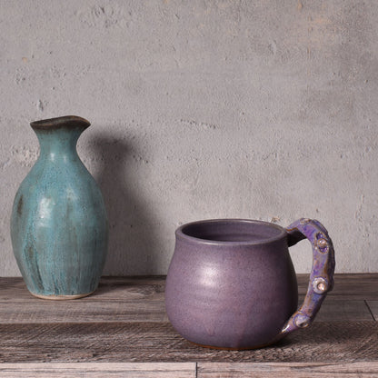 MudWorks Pottery Octopus Tentacle Mug, Eggplant Glaze, Handmade in the USA