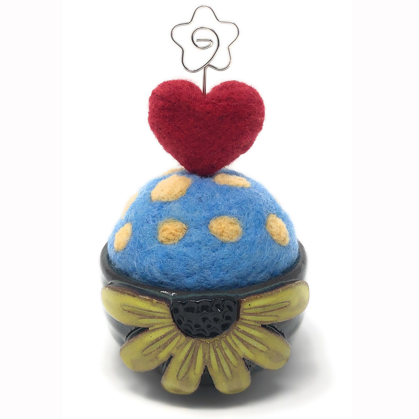 MudWorks Pottery Black-Eyed Susan Hand Felted Note Holder Pincushion