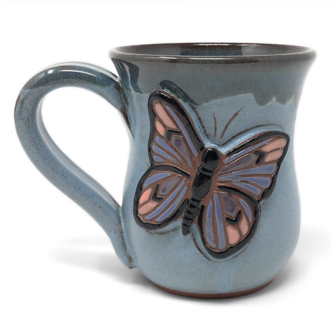 MudWorks Pottery Carved Butterfly Mug, Handmade in the USA