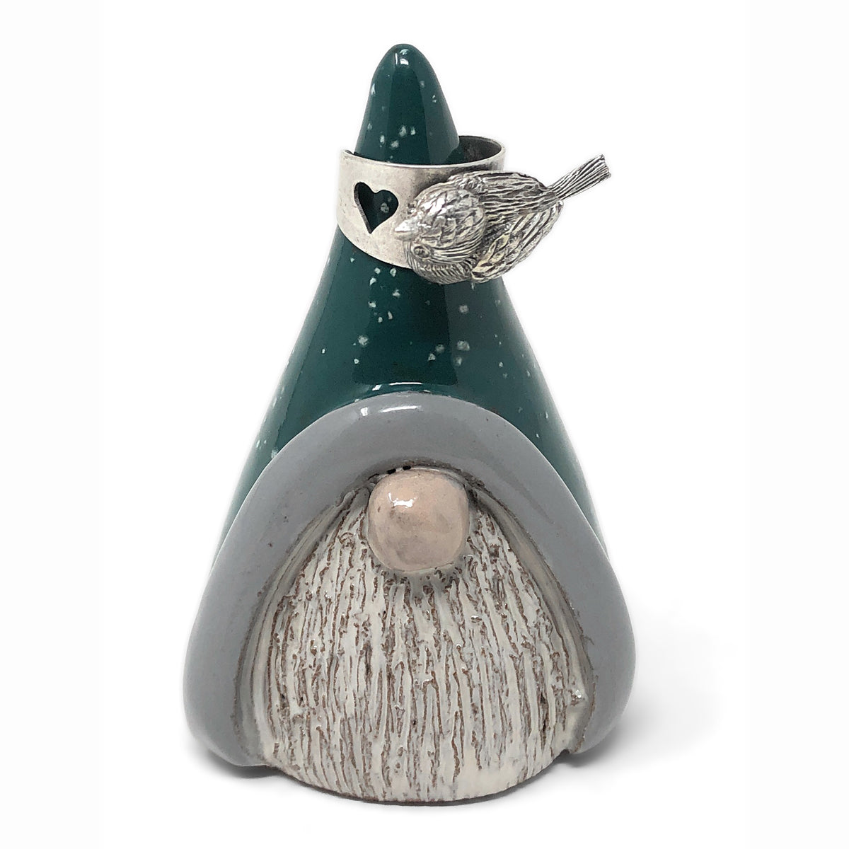 MudWorks Pottery Gnome Ring Holder, Speckled Jade