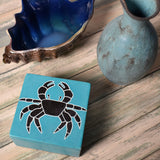 Crab Handcrafted African Soapstone 4 x 4-inch Decorative Box, Aqua Blue