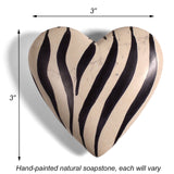 Zebra Stripes Heart 3-inch Soapstone Paperweight, Handmade in Kenya