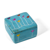 Heart Garden Handcrafted African Soapstone 2 x 2-inch Trinket Box, Aqua Blue
