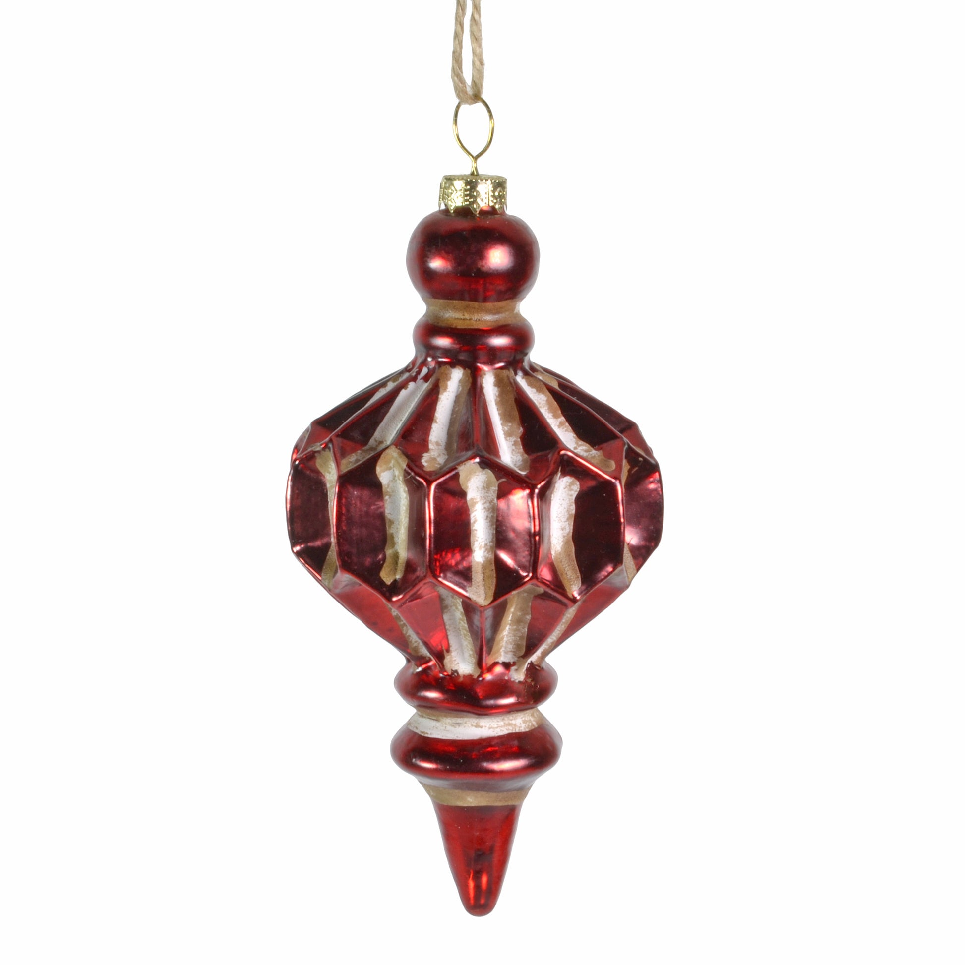 Napa Home & Garden 6" Vintage Glass Spindle Ornament, Antique Red - The Barrington Garage