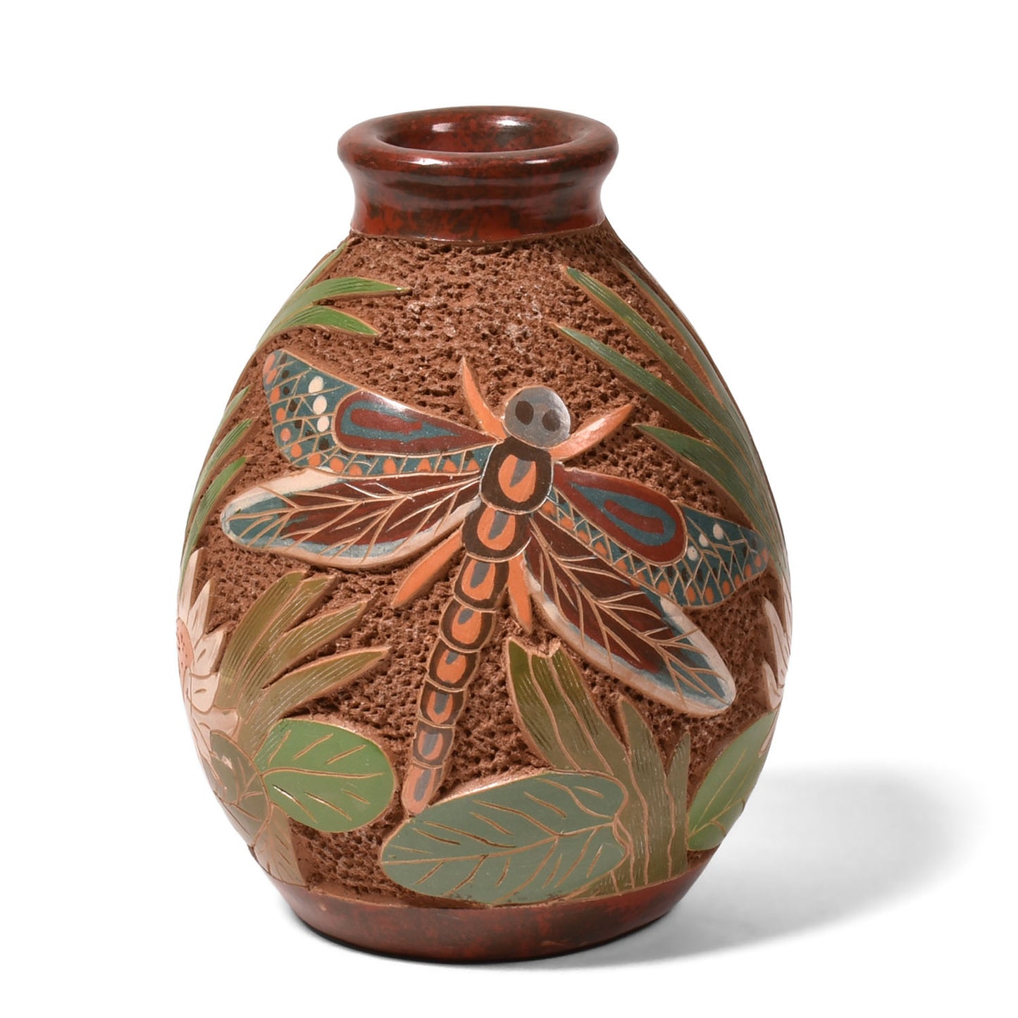 Handmade Nicaraguan Pottery Miniature Dragonfly Vase, Each One Unique