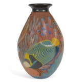 Nicaraguan Pottery Sea Life 8-inch Carved Dimpled Vase