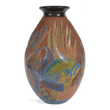 Nicaraguan Pottery Sea Life 8-inch Carved Dimpled Vase