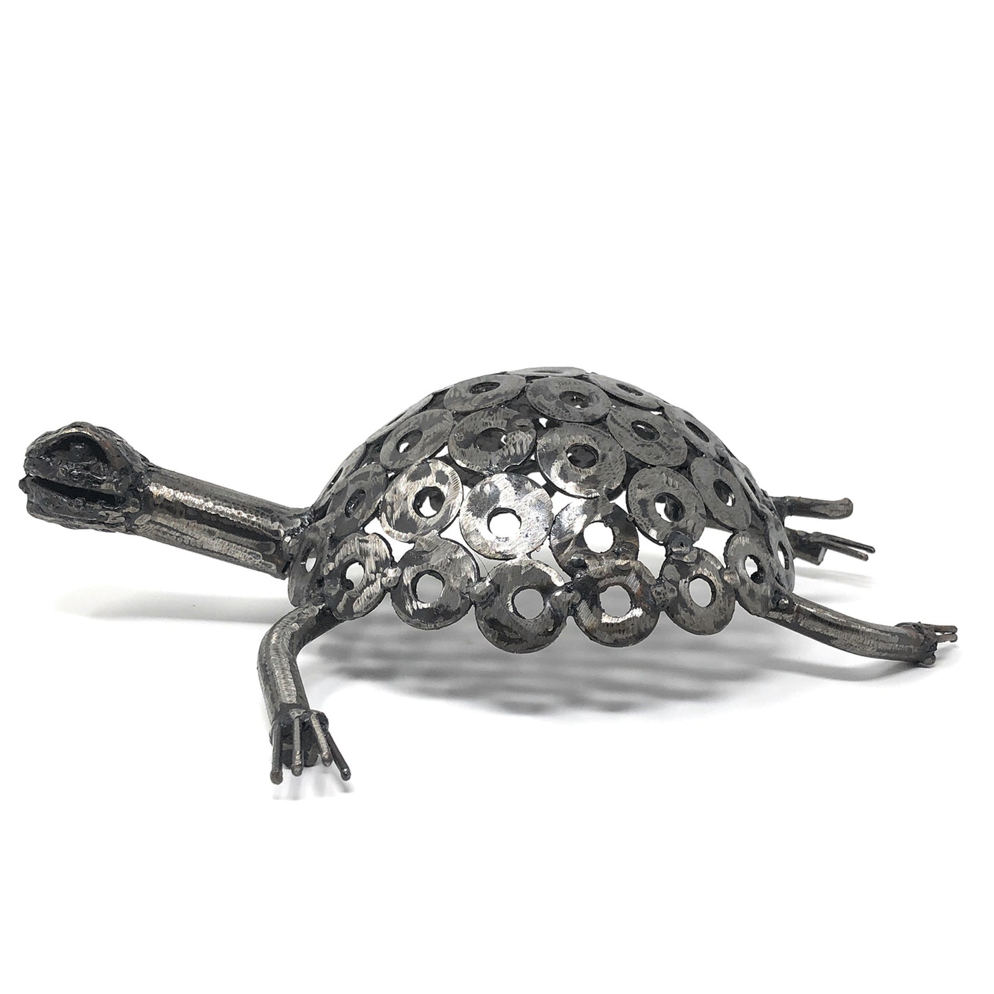 African Salvaged Metal 13-inch Tortoise Sculpture