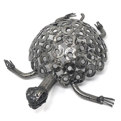 African Salvaged Metal 13-inch Tortoise Sculpture