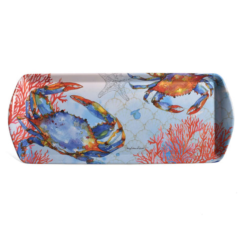 Bamboo Table Oceana Blue Crab 15" x 6" Serving Tray, Made of Eco-Friendly Bamboo Composite