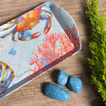 Bamboo Table Oceana Blue Crab 15" x 6" Serving Tray, Made of Eco-Friendly Bamboo Composite