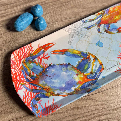 Bamboo Table Oceana Blue Crab 15" x 6" Serving Tray, Made of Eco-Friendly Bamboo Composite