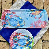 Bamboo Table Oceana Blue Crab 15" x 6" Serving Tray, Made of Eco-Friendly Bamboo Composite