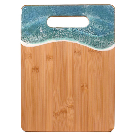 Sea Lion Studio Ocean Wave Bamboo Cutting Board, Medium, Mermaid Tail