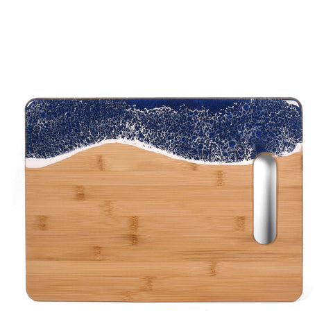 Sea Lion Studio Ocean Wave Bamboo Cutting Board, Medium, Deep Ocean Blue