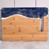 Sea Lion Studio Ocean Wave Bamboo Cutting Board, Medium, Deep Ocean Blue