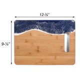 Sea Lion Studio Ocean Wave Bamboo Cutting Board, Medium, Deep Ocean Blue