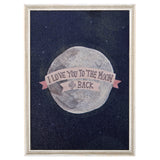 Oopsy Daisy NB44904 Yellow Button Studio I Love You to the Moon - Pink 5 x 7 Framed Canvas, Rustic White