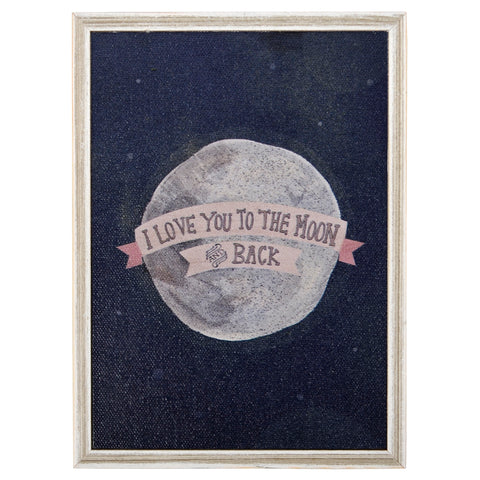Oopsy Daisy NB44904 Yellow Button Studio I Love You to the Moon - Pink 5 x 7 Framed Canvas, Rustic White