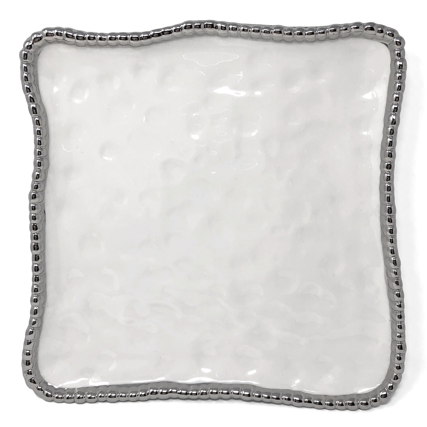 Pampa Bay CER-1400-W Salerno Titanium-Plated Porcelain 11-inch Square Platter, White/Silver