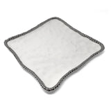 Pampa Bay CER-1400-W Salerno Titanium-Plated Porcelain 11-inch Square Platter, White/Silver