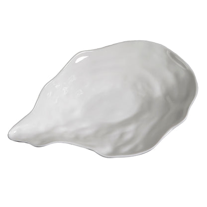 Pampa Bay Porcelain Oyster Bowl with Titanium-Plated Exterior, White and Silver