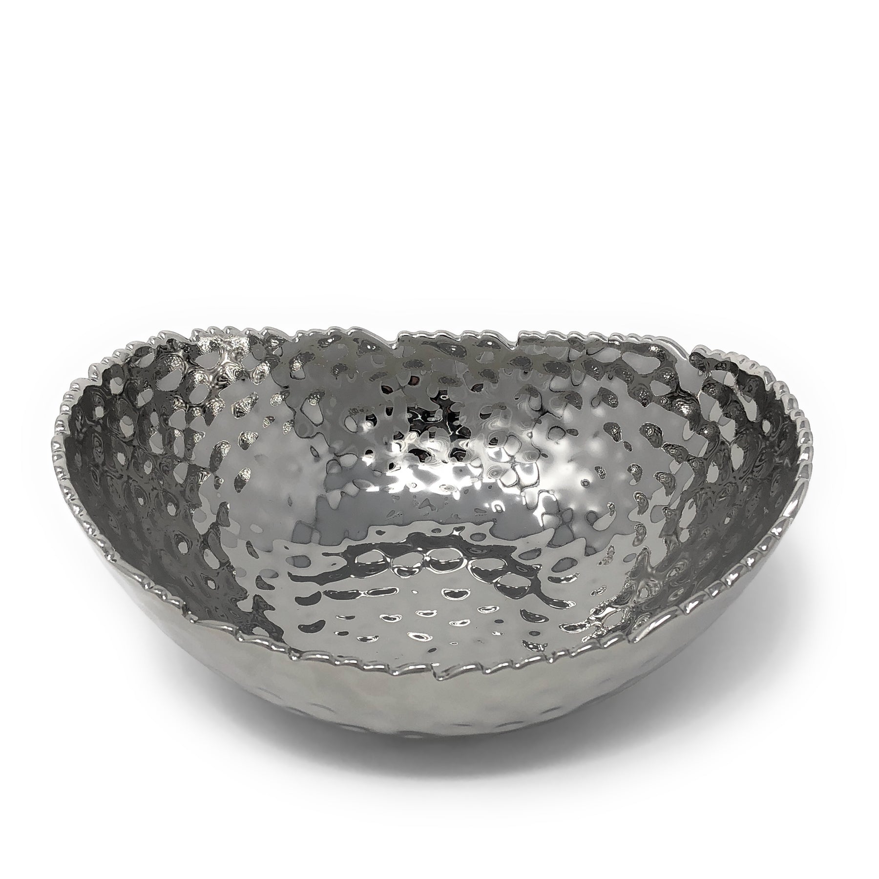 Pampa Bay CER-2019 Millenium Titanium-Plate Porcelain Oval Bowl, Silver