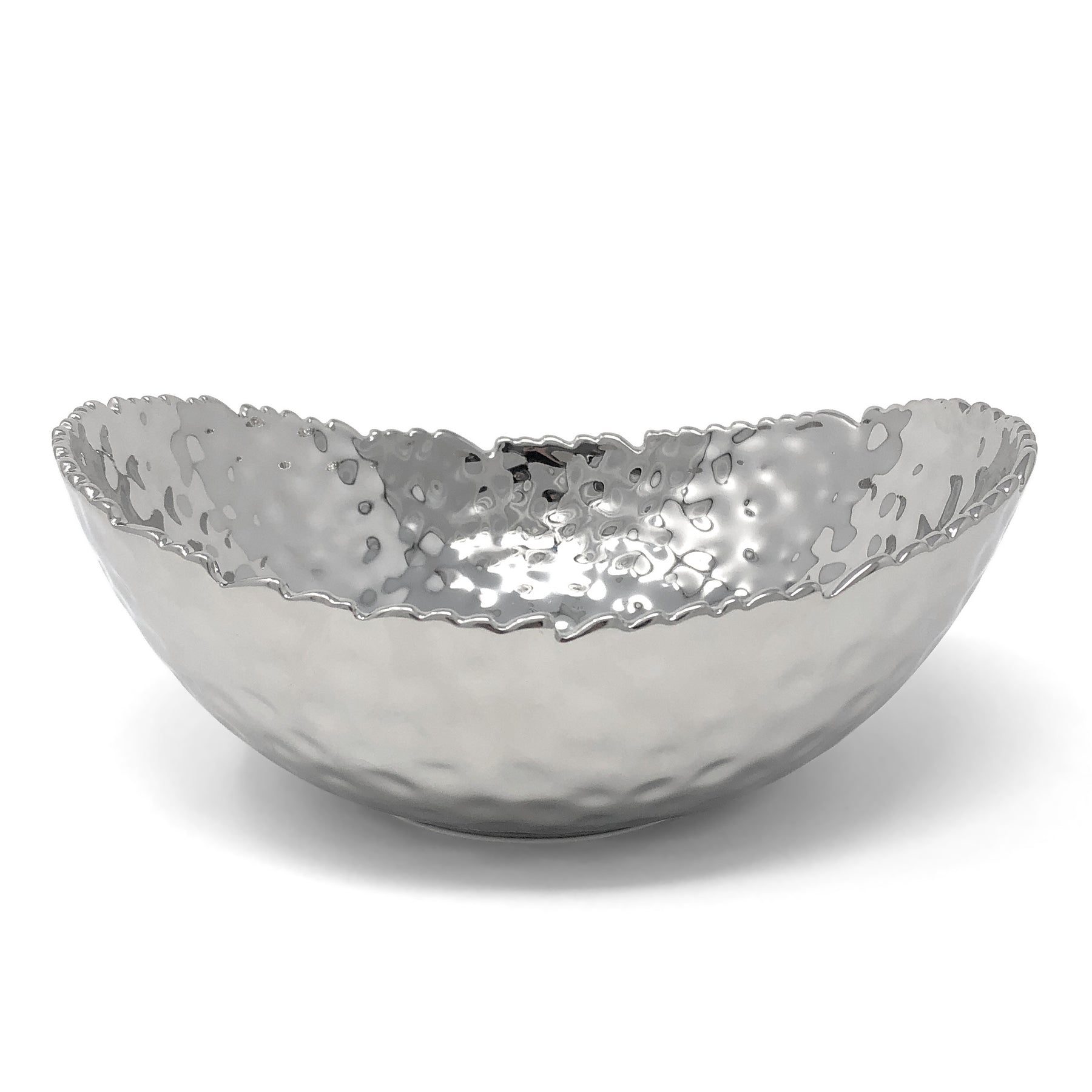 Pampa Bay CER-2019 Millenium Titanium-Plate Porcelain Oval Bowl, Silver